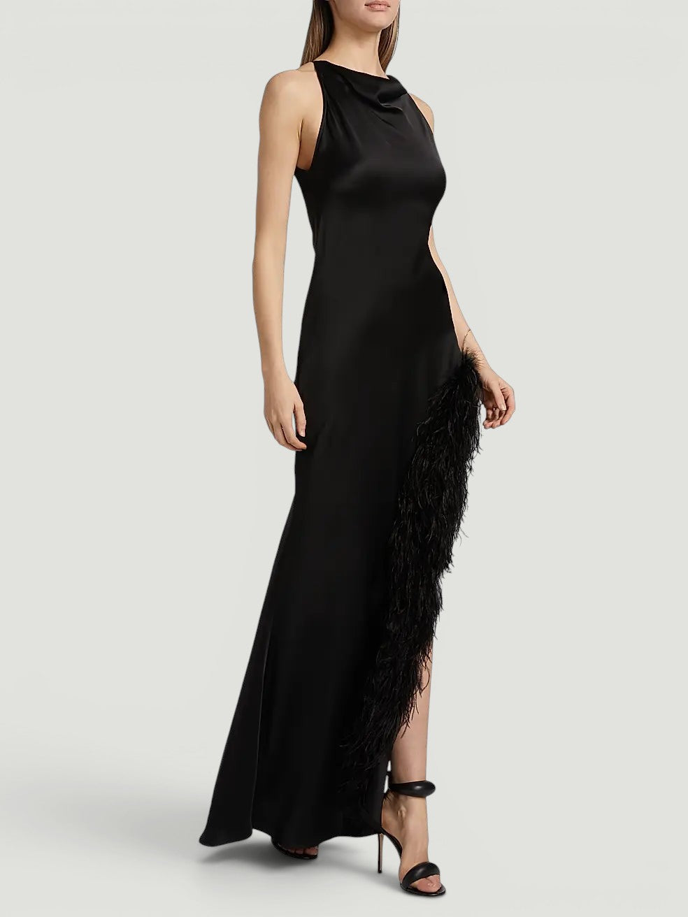 La Pointe Feather Slit Dress: Size M, US 8