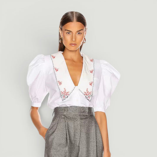 Miu Miu Embroidered Collar Blouse Size: L