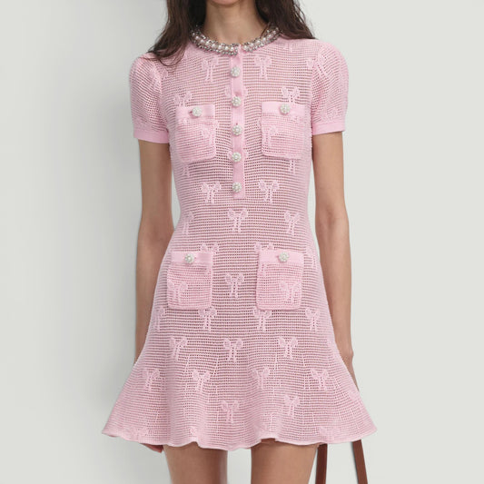 Self Portrait Bow Jacquard Dress SIZE MEDIUM