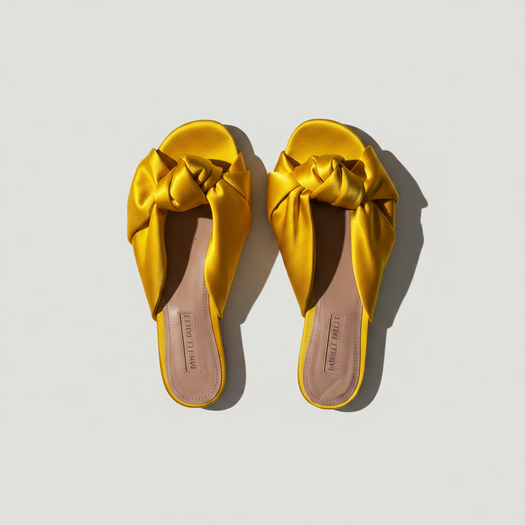 SAMUELLE FALLI Yellow Satin Knot Sandals Size 37