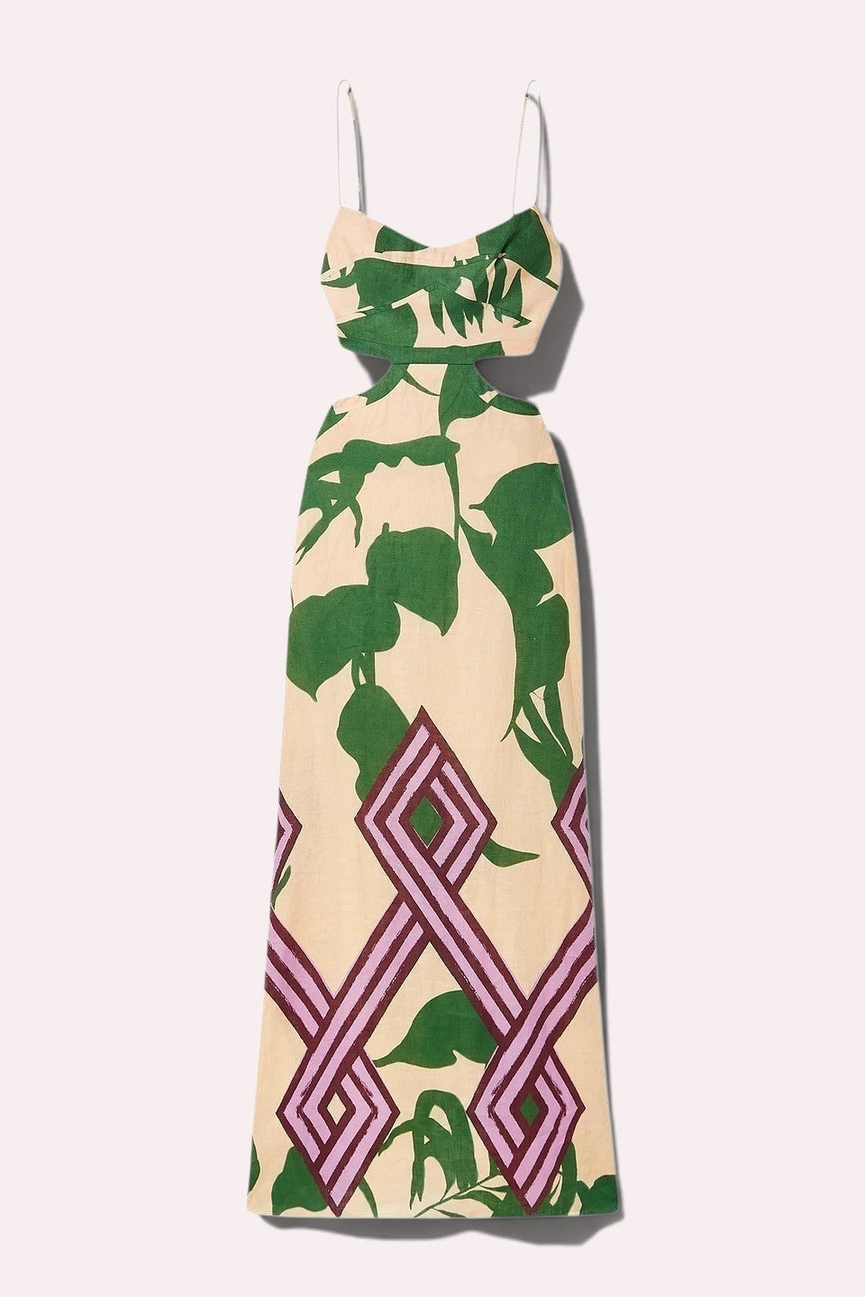 JOHANNA ORTIZ Cutout Printed Linen Dress Size M
