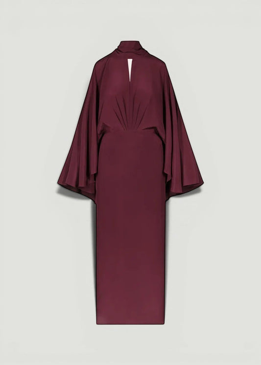 JOHANNA ORTIZ Burgundy Ankle Length Dress Size M