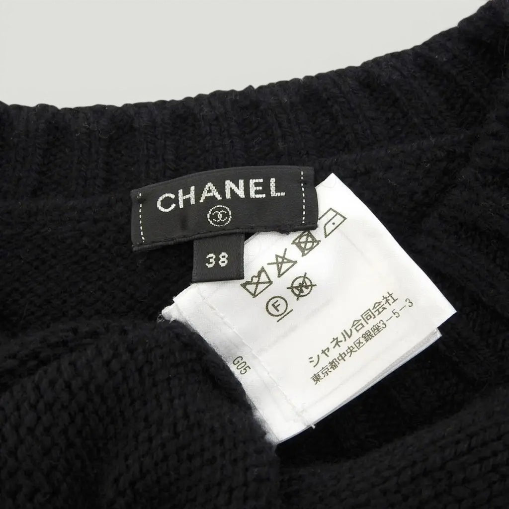CHANEL Cashmere Beaded Logo Sweater SIZE S