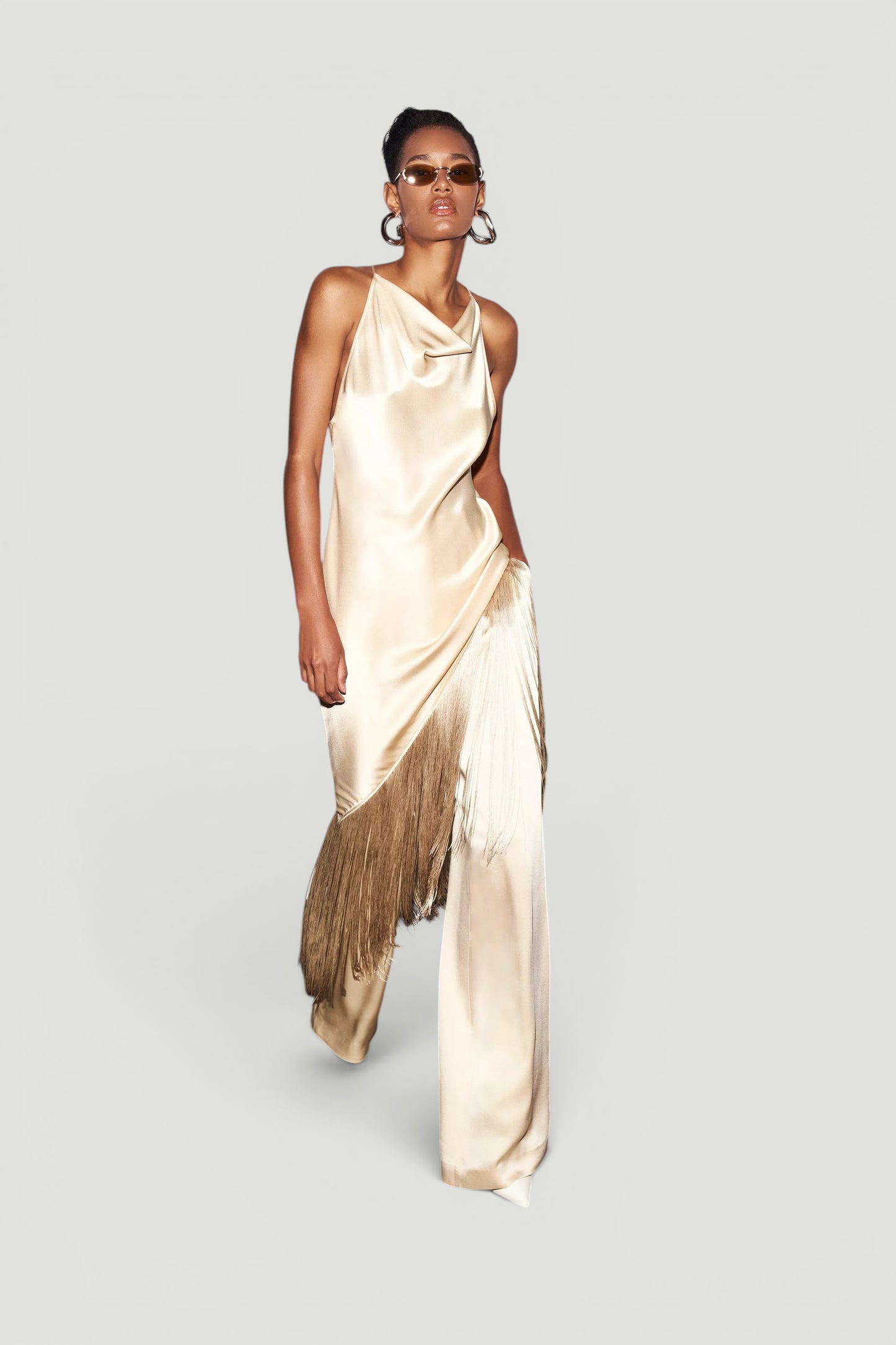 La Pointe Cowl Fringe Dress Size: M, US 8