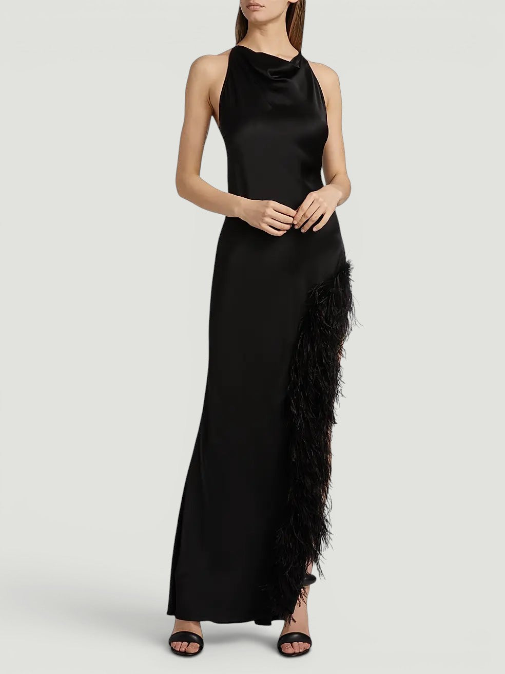 La Pointe Feather Slit Dress: Size M, US 8