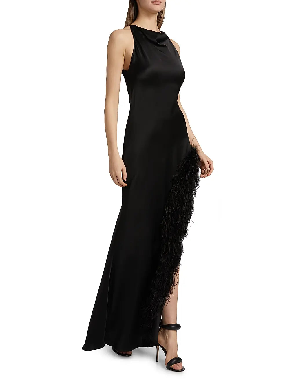 La Pointe Feather Slit Dress: Size M, US 8