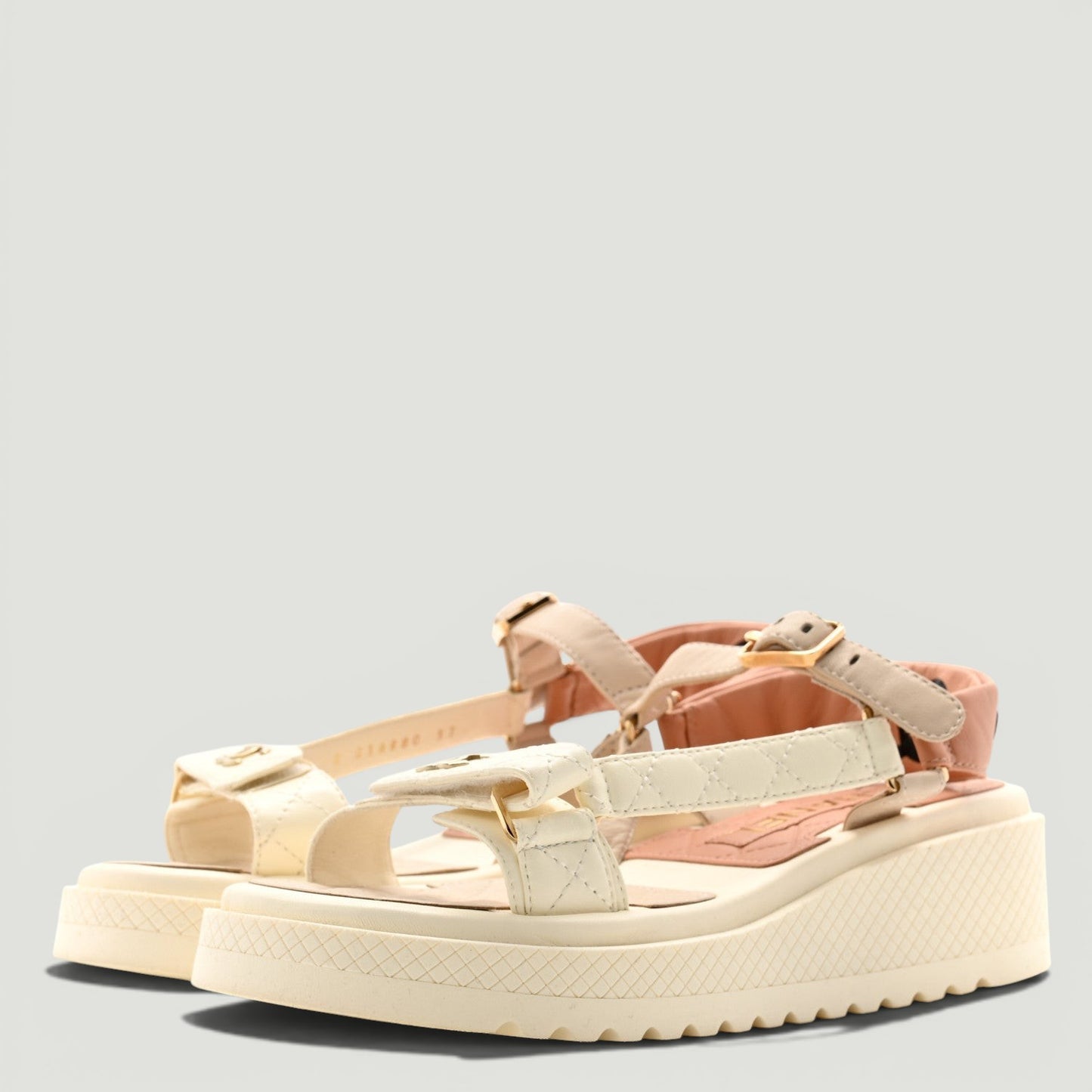 CHANEL Lambskin Logo Platform Sandals Size: 37