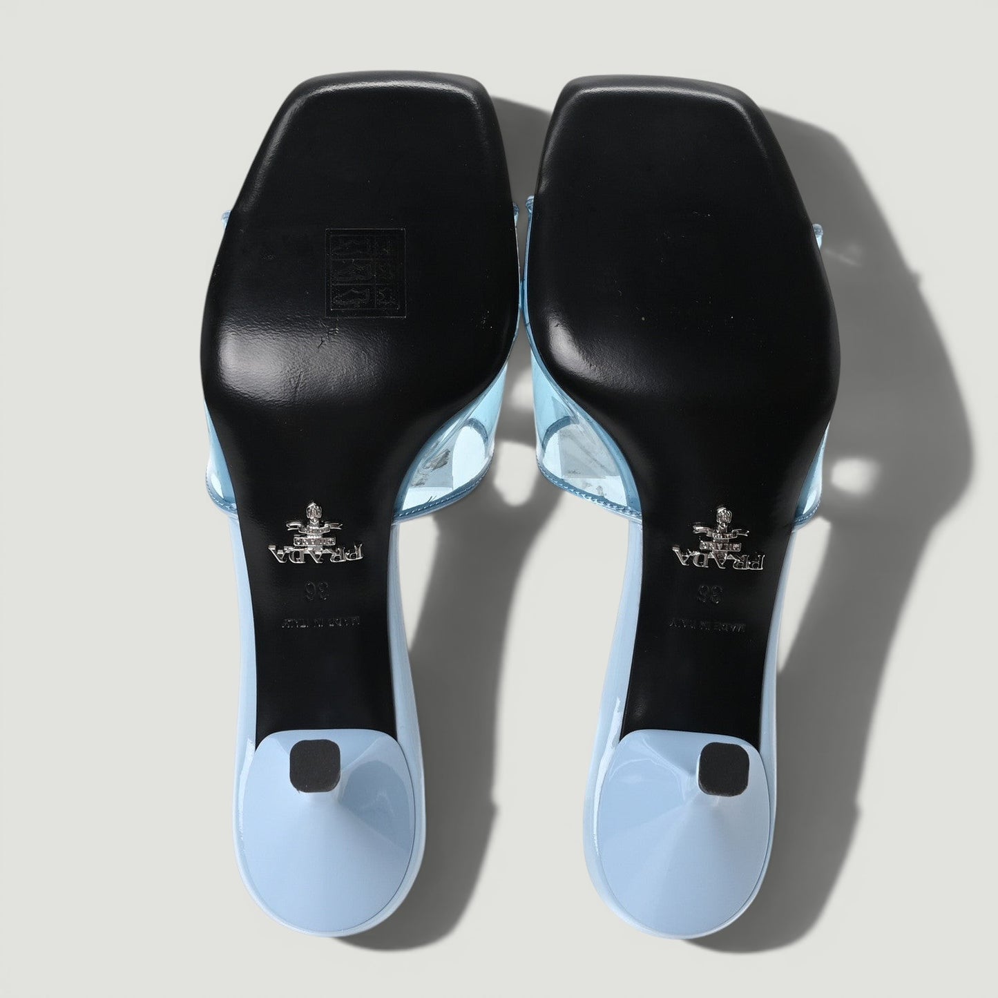 PRADA Metal Triangle Logo Slide SIZE 37