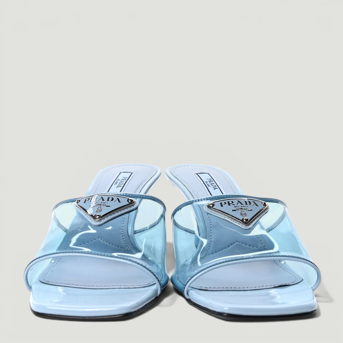 PRADA Metal Triangle Logo Slide SIZE 37
