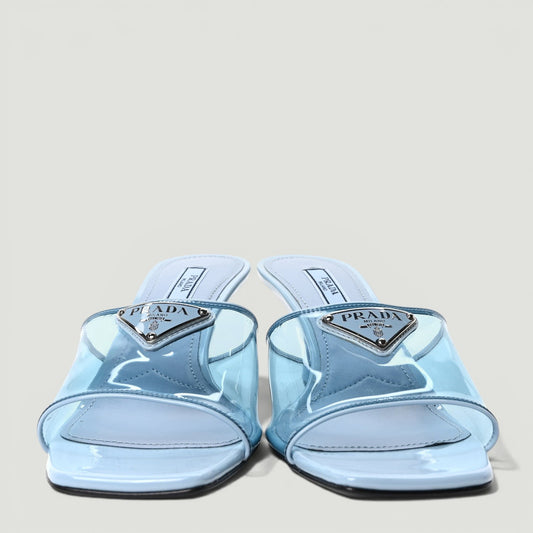 PRADA Metal Triangle Logo Slide SIZE 37