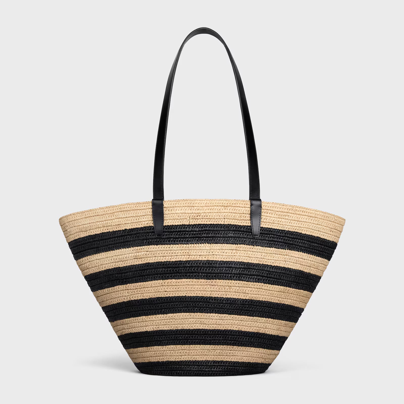 Celine Couffin Striped Raffia & Calfskin Bag