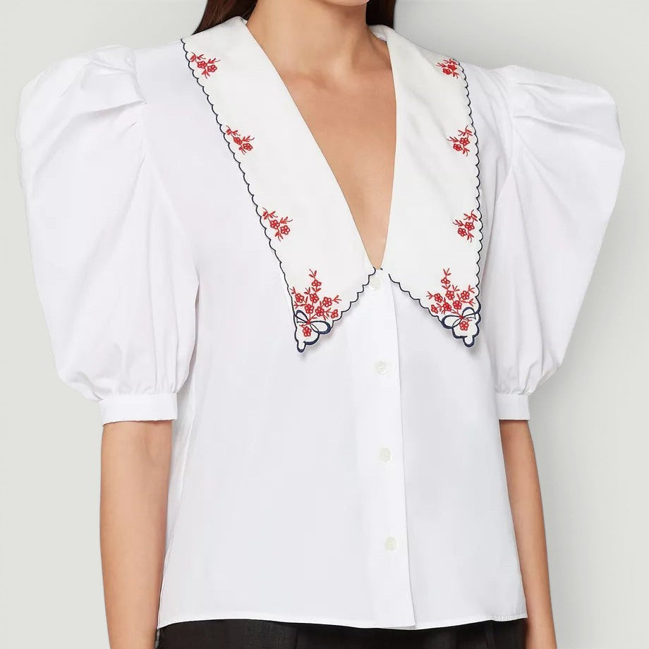 Miu Miu Embroidered Collar Blouse Size: L