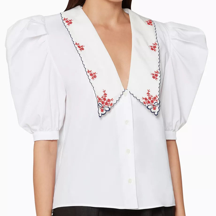 Miu Miu Embroidered Collar Blouse Size: L