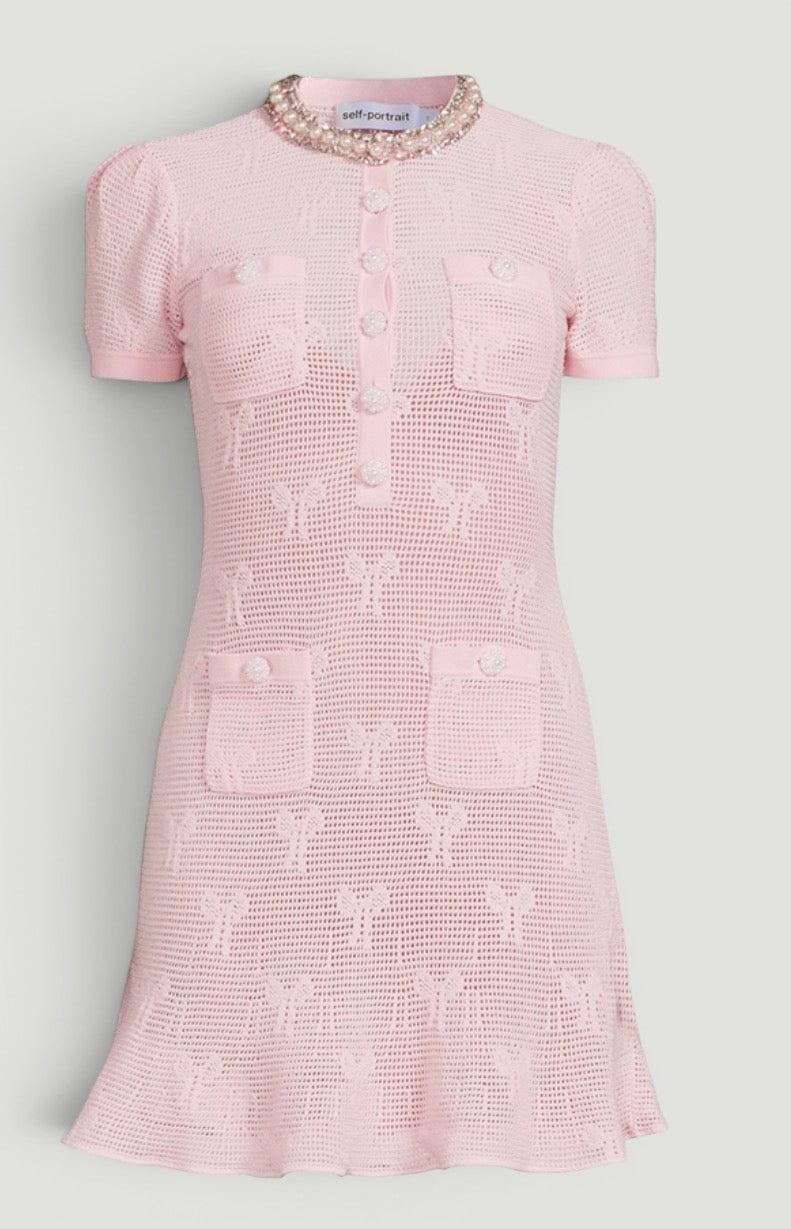 Self Portrait Bow Jacquard Dress SIZE MEDIUM