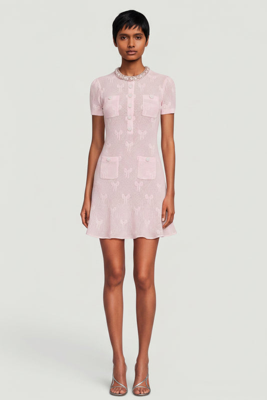 Self Portrait Bow Jacquard Dress SIZE MEDIUM