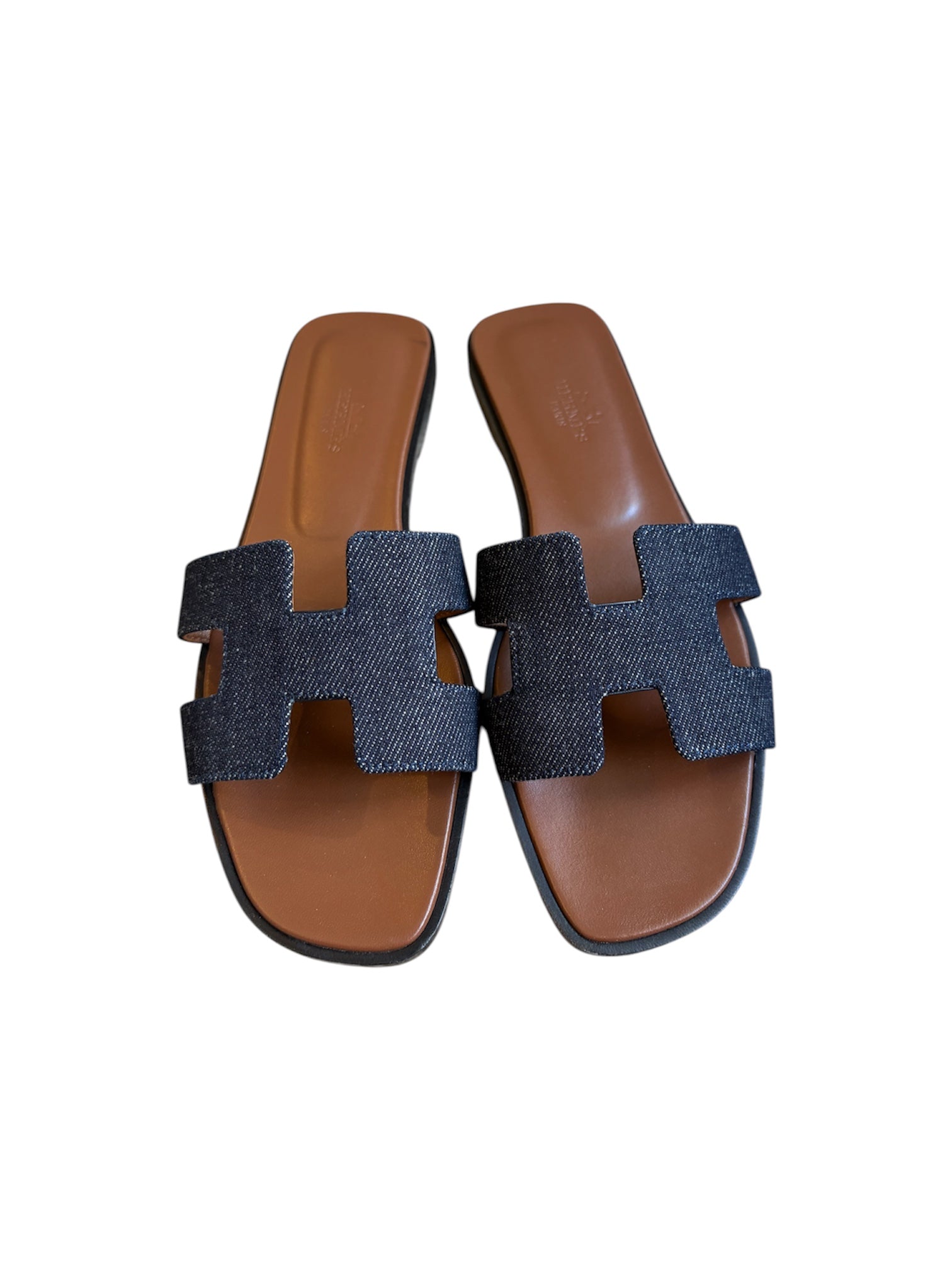 Denim Hermes Oran Sandal SIZE 36.5