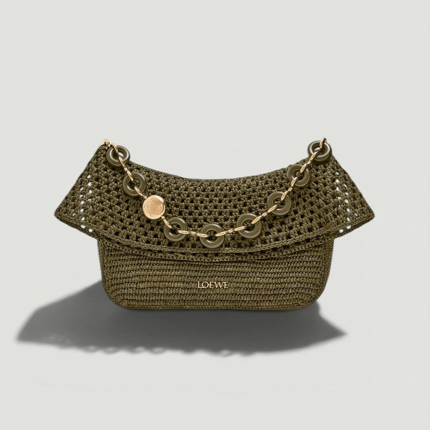 LOEWE Medium Ola Bag Raffia & Calfskin