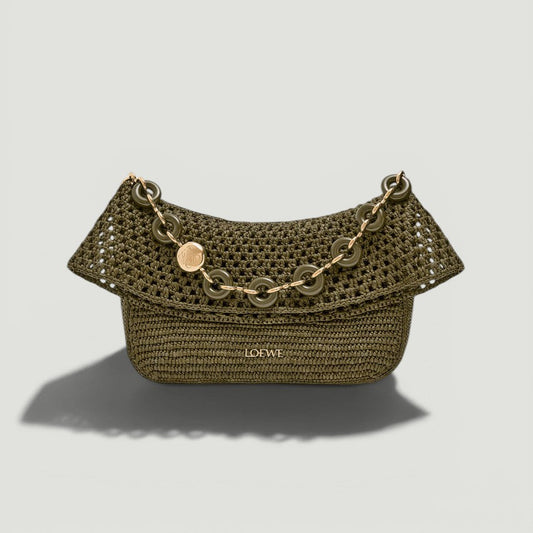 LOEWE Medium Ola Bag Raffia & Calfskin
