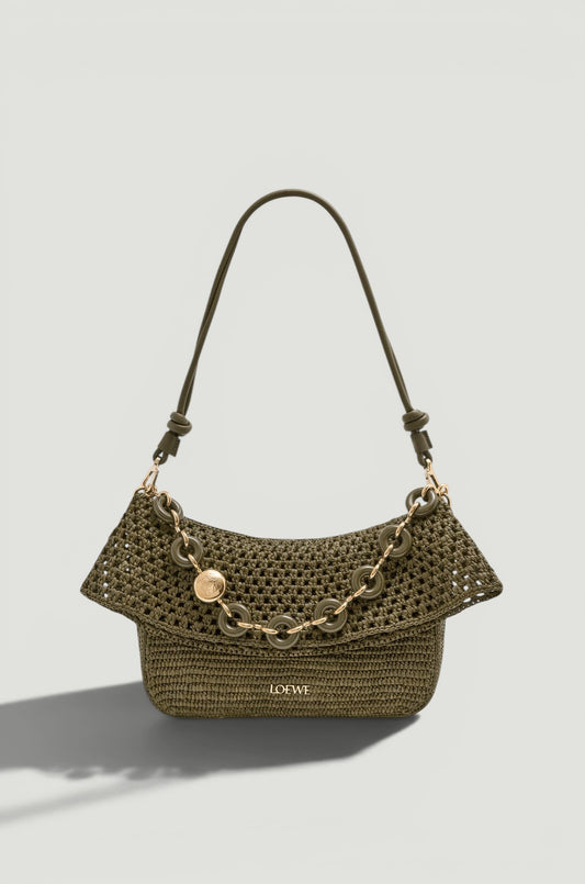 LOEWE Medium Ola Bag Raffia & Calfskin