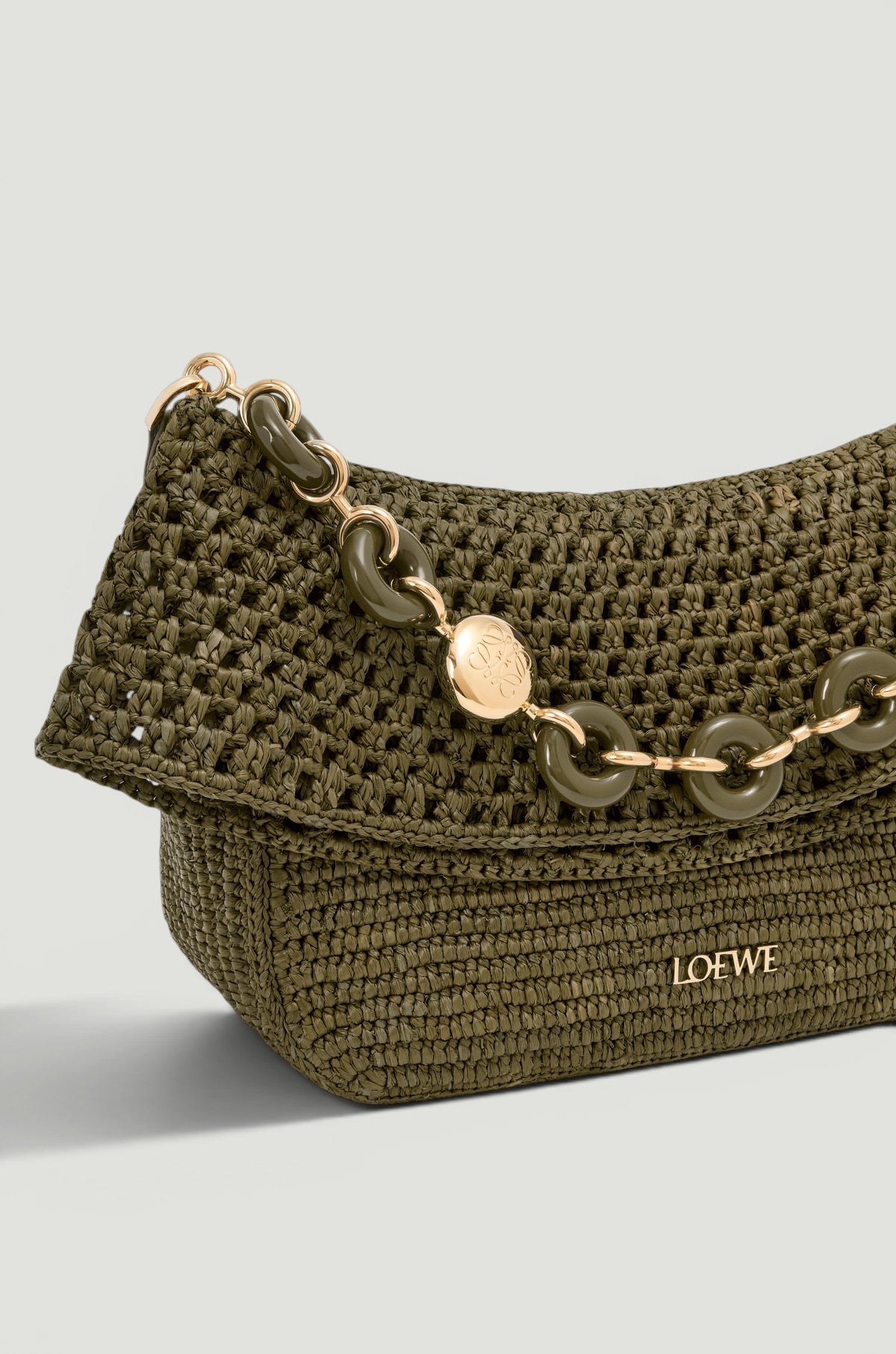 LOEWE Medium Ola Bag Raffia & Calfskin
