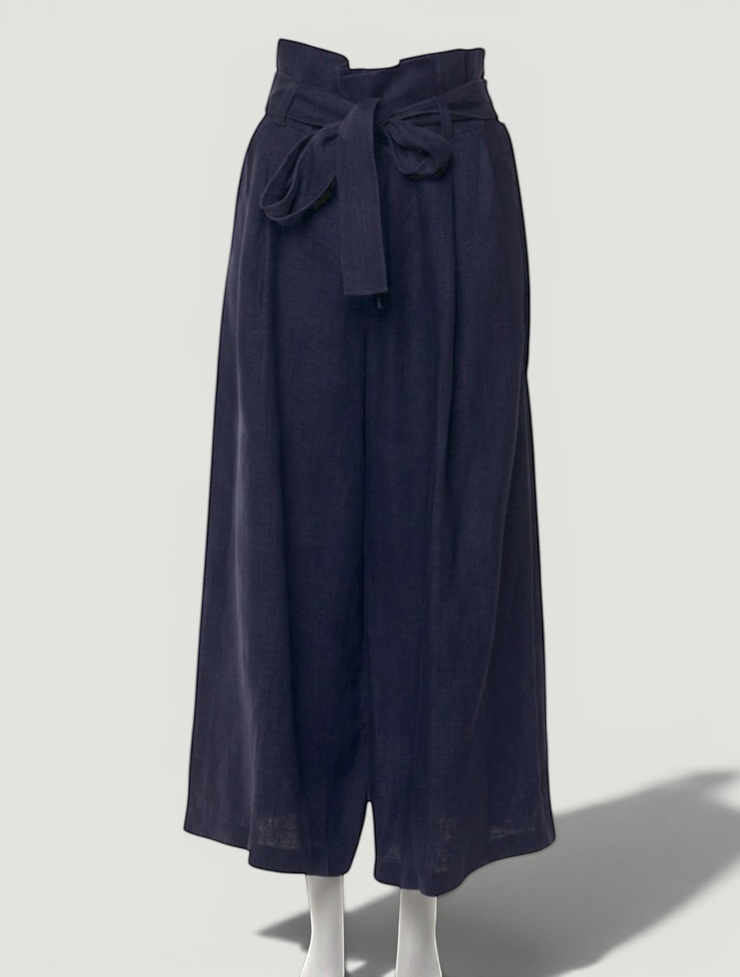 CHLOÉ Navy Linen Wide Leg Pants Size M