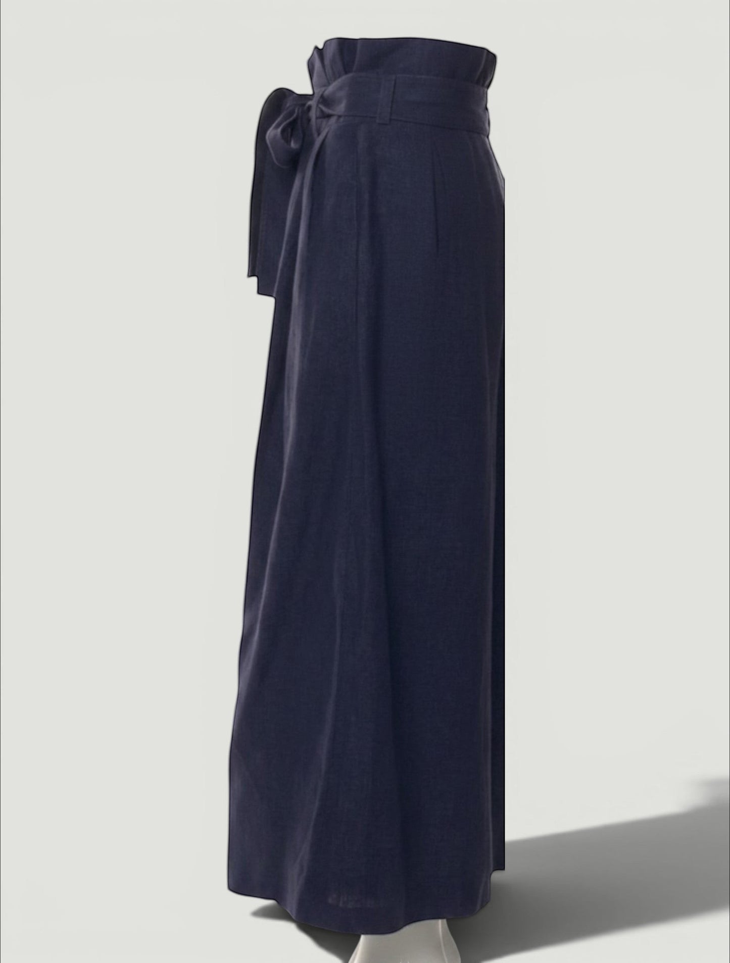 CHLOÉ Navy Linen Wide Leg Pants Size M