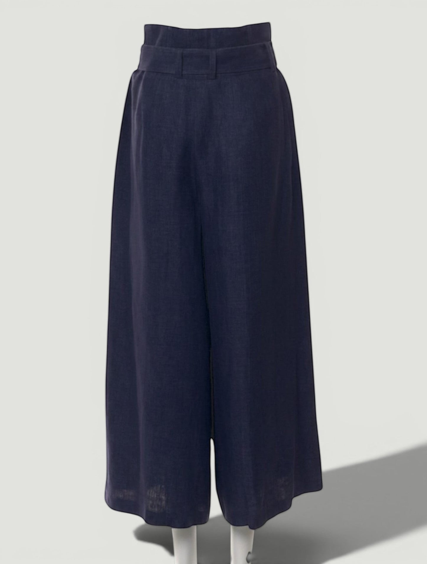 CHLOÉ Navy Linen Wide Leg Pants Size M