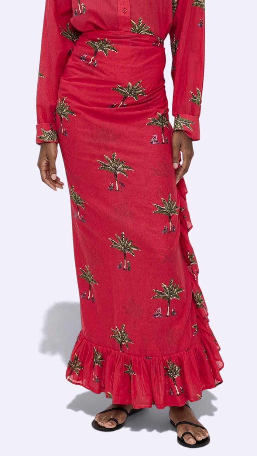 CONIGLIO Palm Beach Ruffle Maxi Pareo Size S