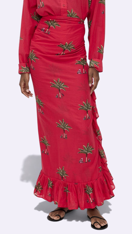 CONIGLIO Palm Beach Ruffle Maxi Pareo Size S