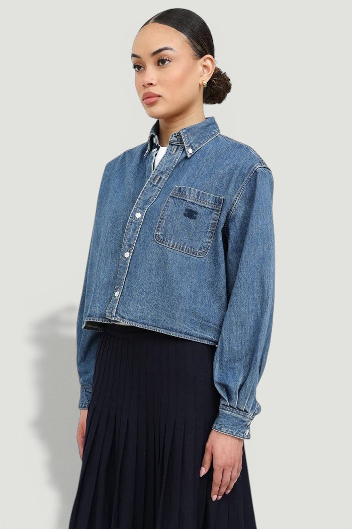 CELINE Cropped Denim Shirt Size: M