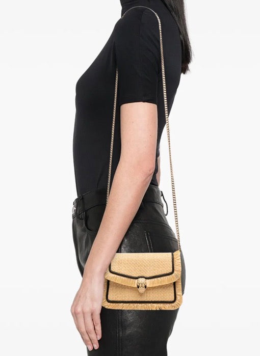 Bvlgari Serpenti Forever Mini Raffia Chain Bag