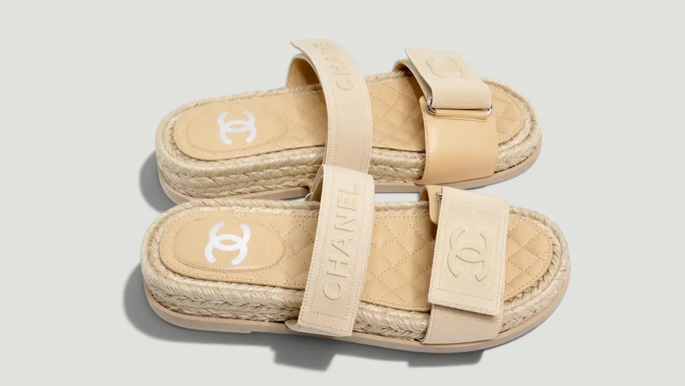 CHANEL Lambskin Espadrille Sandals Size: 37