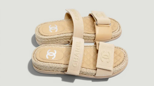 CHANEL Lambskin Espadrille Sandals Size: 37