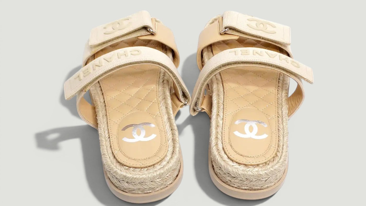 CHANEL Lambskin Espadrille Sandals Size: 37
