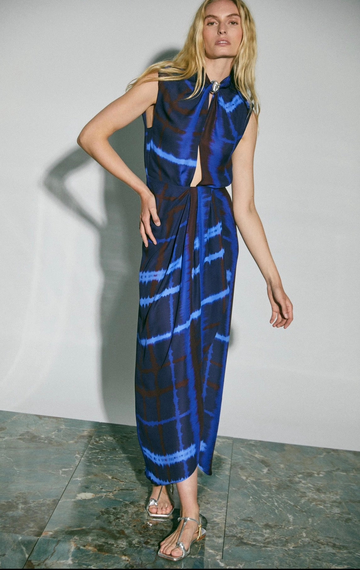 JOHANNA ORTIZ Cobalt Silk Maxi Dress Size M