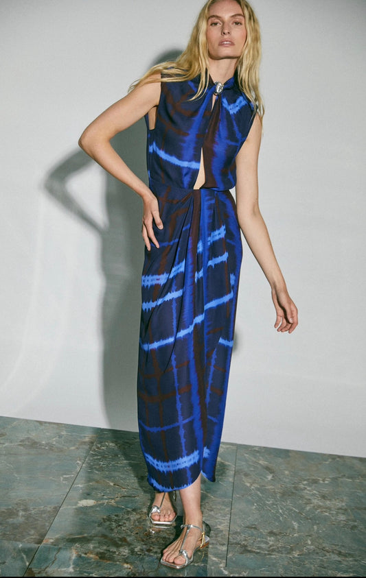 JOHANNA ORTIZ Cobalt Silk Maxi Dress Size M