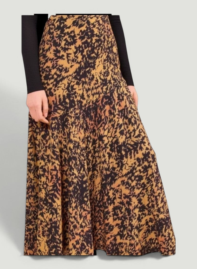 ULLA JOHNSON Leopard Print Midi Skirt Size M