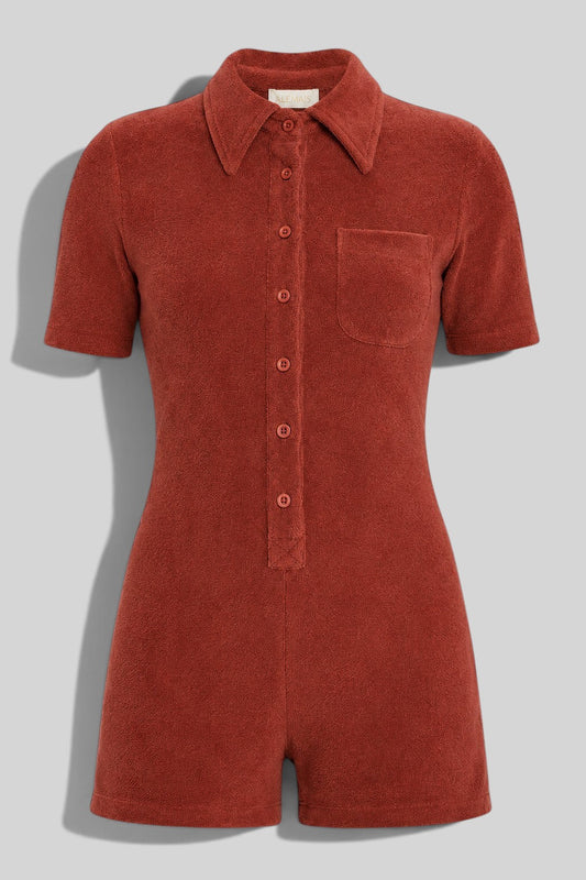 SUZIE KONDI Collared Terry Romper Size M