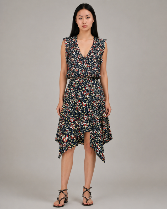 ISABEL MARANT Navy Floral Top Size 38