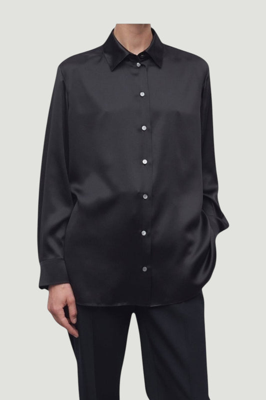 THE ROW Black Silk Button Up Size M