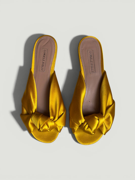 SAMUELLE FALLI Yellow Satin Knot Sandals Size 37