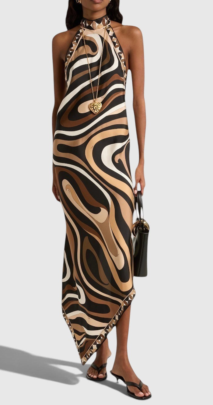 EMILIO PUCCI 2026 Silk Halterneck Dress Size 38