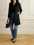 Gucci Double G Embroidered Wool Navy Coat XS