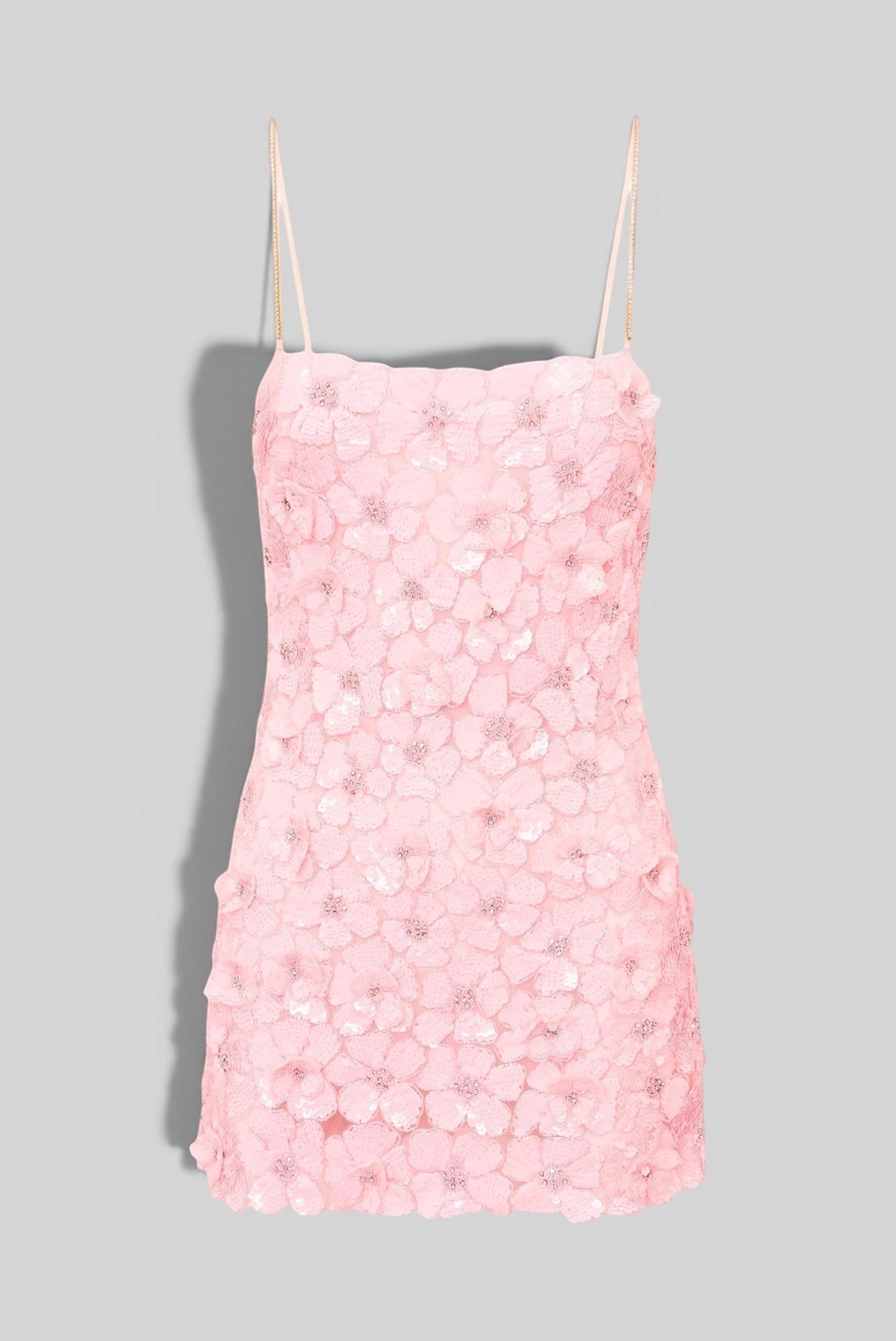 LOVE SHACK FANCY Pink Hand-Beaded Sequin Mini Dress Size 00