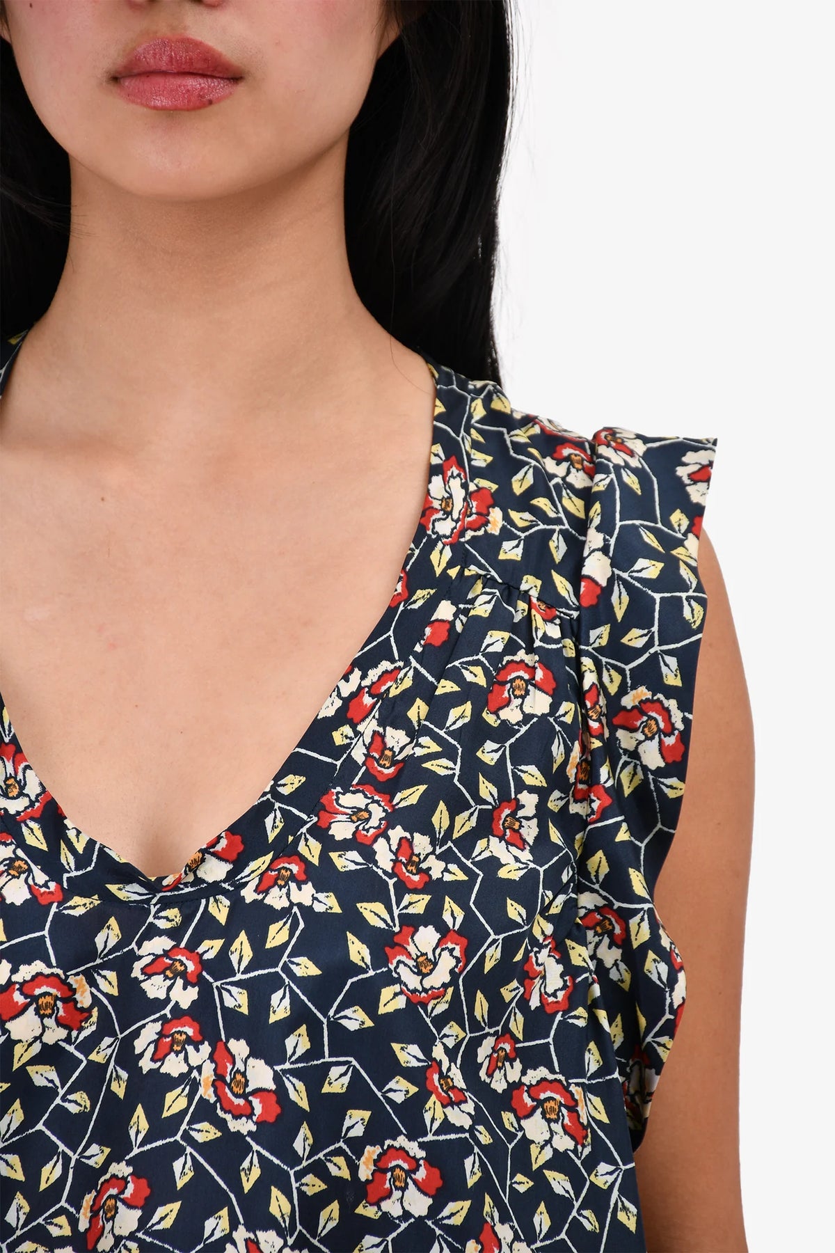 ISABEL MARANT Navy Floral Top Size 38