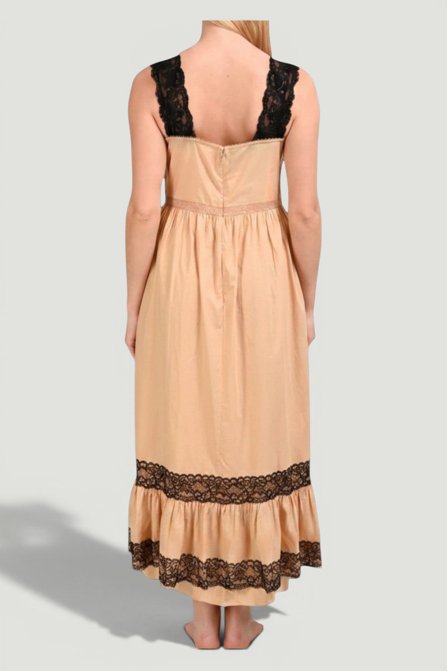 GUCCI Sleeveless Lace Trim Maxi Dress Size M