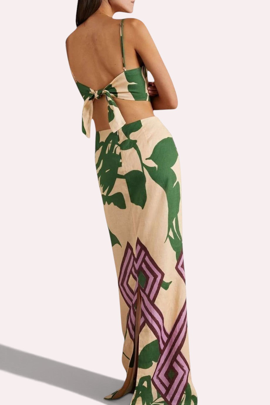 JOHANNA ORTIZ Cutout Printed Linen Dress Size M