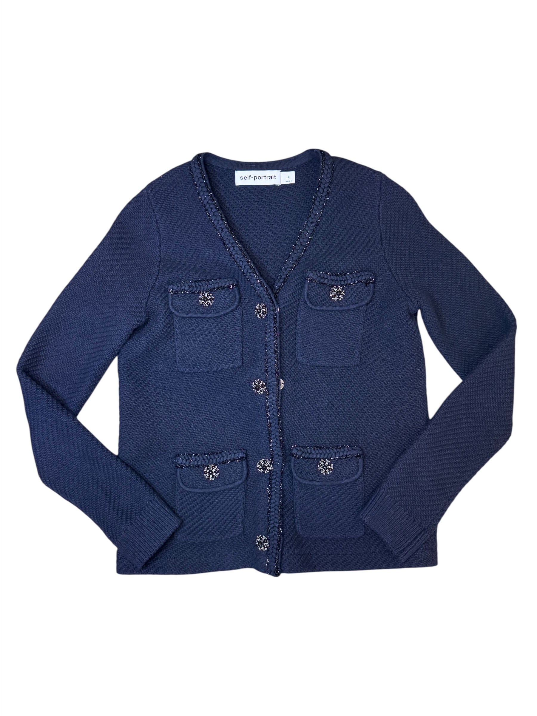 Self Portrait Embellished Knit Jacket SIZE SMALL