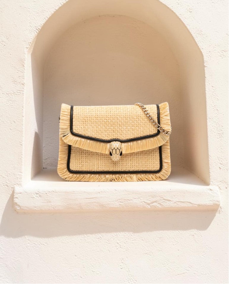 Bvlgari Serpenti Forever Mini Raffia Chain Bag