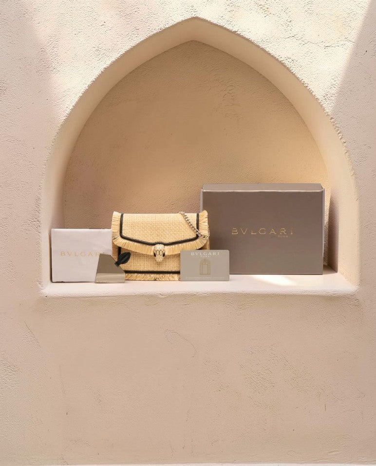 Bvlgari Serpenti Forever Mini Raffia Chain Bag